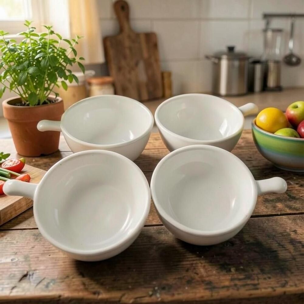 Glasbake Milk Gass Soup Chili Bowl Lug Handles Vintage